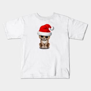 Cute Lion Cub Wearing a Santa Hat Kids T-Shirt